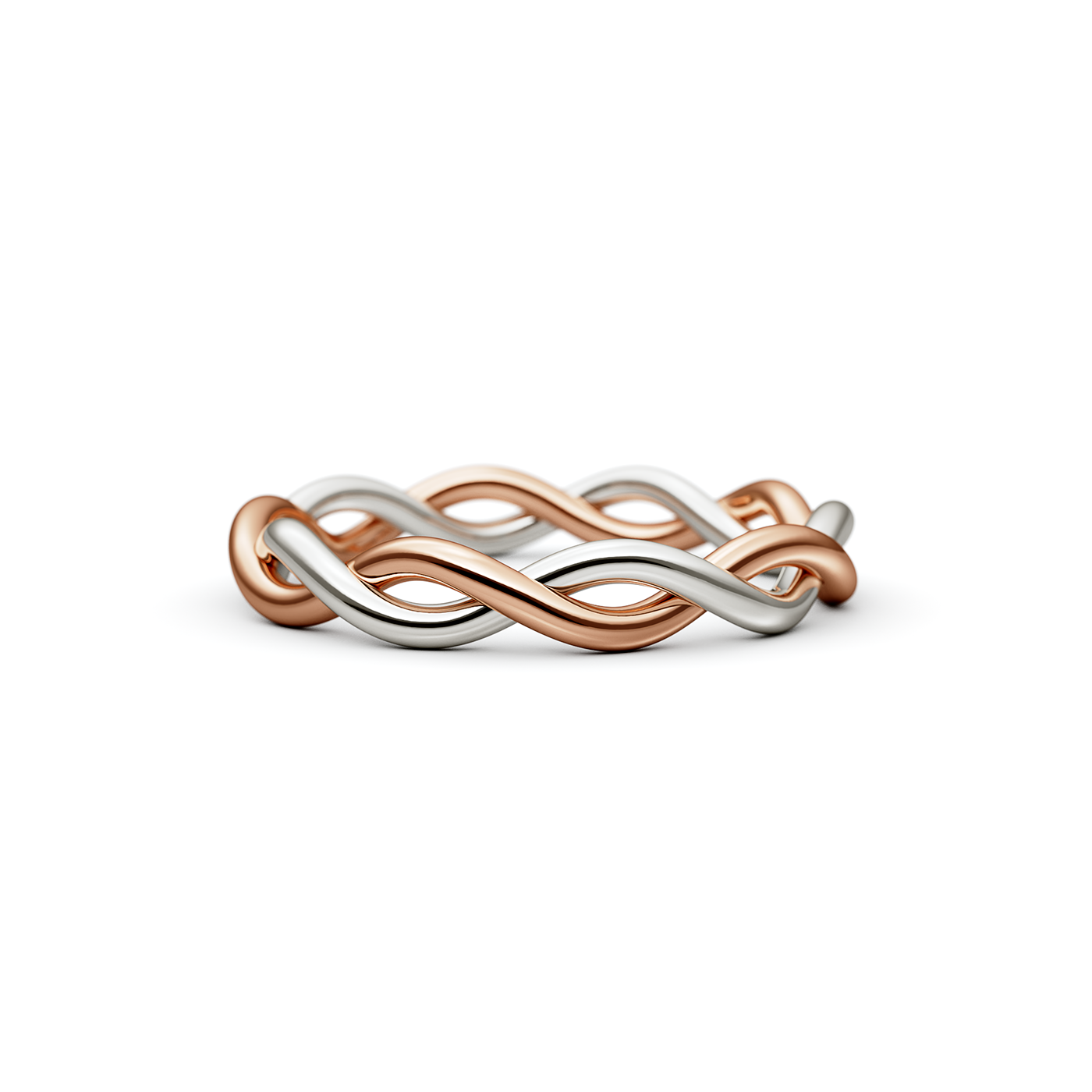 Twist Band Ring in 14k White-Rose Gold