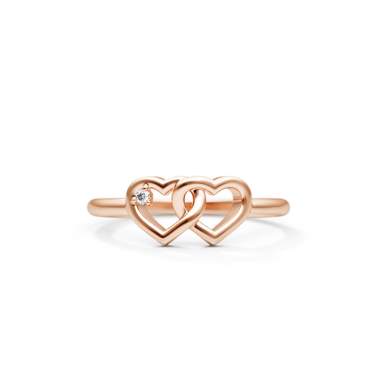 Custom Engraved Two Tone Double Heart Promise Ring for Her
