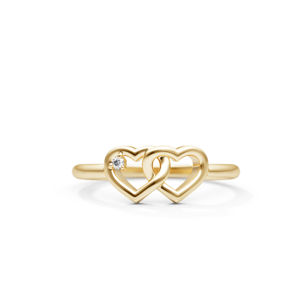 Two-Intertwined-Hearts-Diamond-Ring-14K-Yellow-Gold-Front  1200 × 1200px